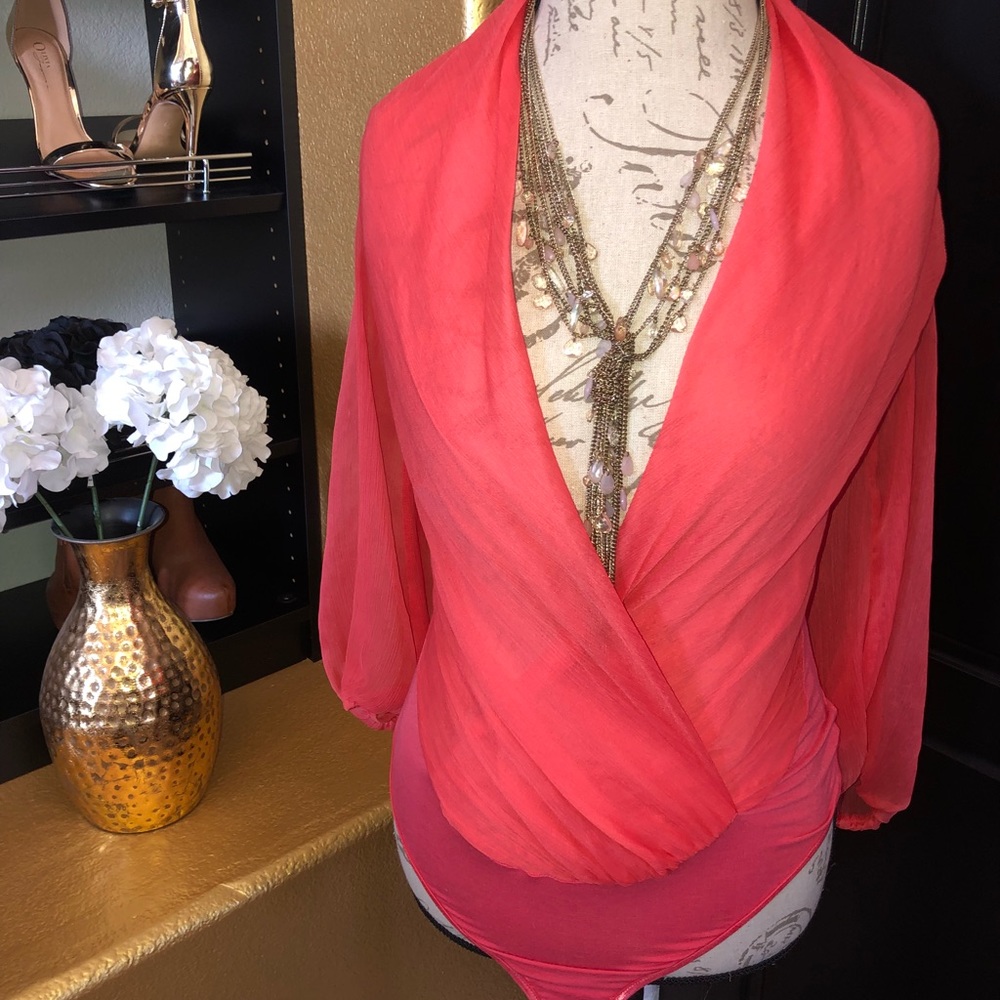 *Coral deep V bodysuit*